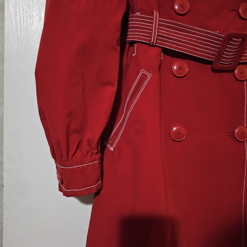 Esprit Vibrant Red Trench Coat with Belt - Picture 7 of 8